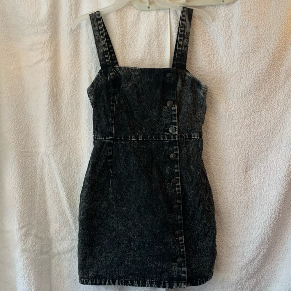 (3/$30) Button Front Black Denim Dress